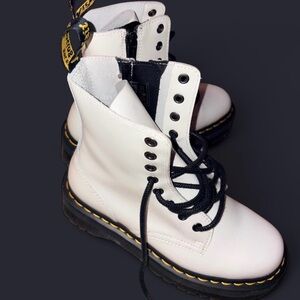 Dr. Martens White Leather Combat Boots